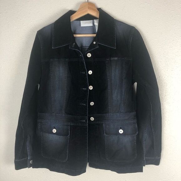 Liz Claiborne Velvet and Denim Style Jacket Size M - Picture 1 of 8